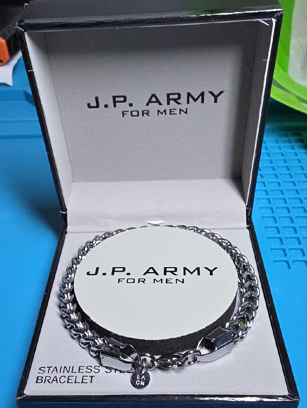 J.P. Army Stainless Steel Men's Bracelet Polished Silver.